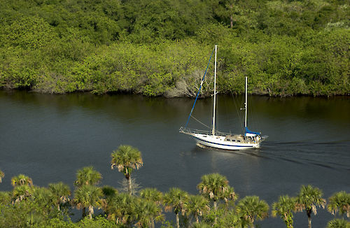 Sailboat moving along the St. Lucie Estuary. Photo by SFWMD